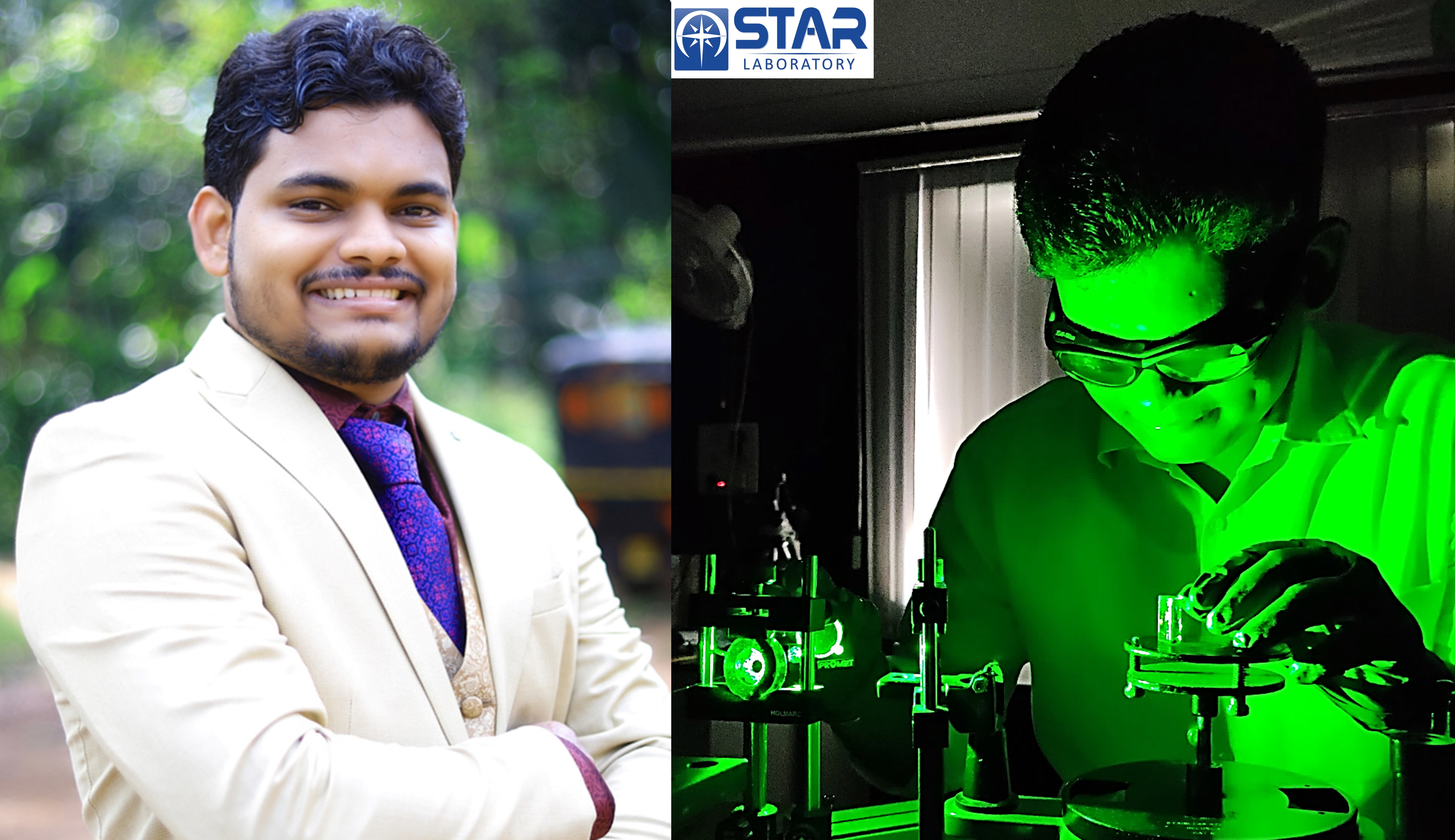 Piture of the contributor on the Special issue (left) and performing SPCE experiment (right))